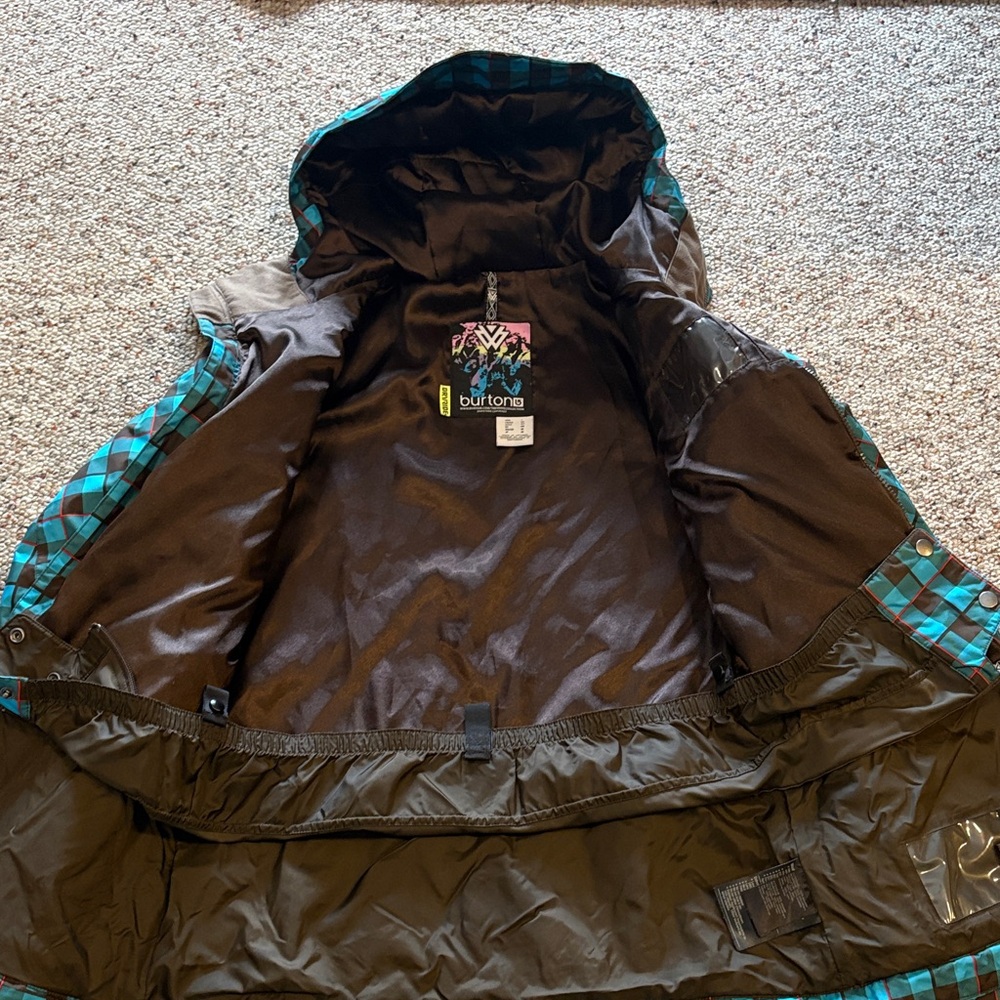 Burton Blue and Brown Checkered Ski Jacket - Picture 3 of 4